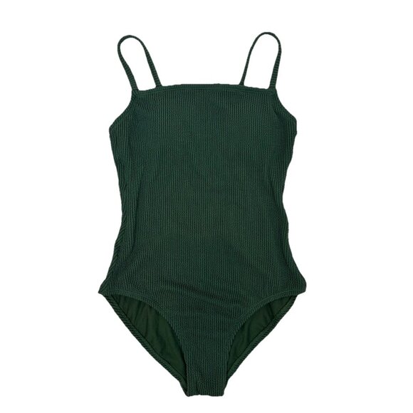 π Kona Sol Pucker Textured One Piece Swimsuit Dark Green M 8-10 NWT Adjustable - Picture 5 of 11